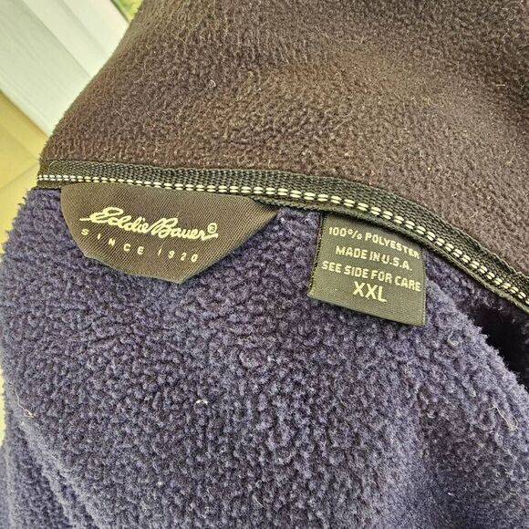 Vintage Eddie Bauer Men’s XXL Navy Blue Fleece Vest Full Zip Made in USA - Picture 7 of 7
